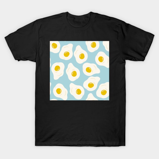 Fried eggs breakfast blue T-Shirt by Kimmygowland